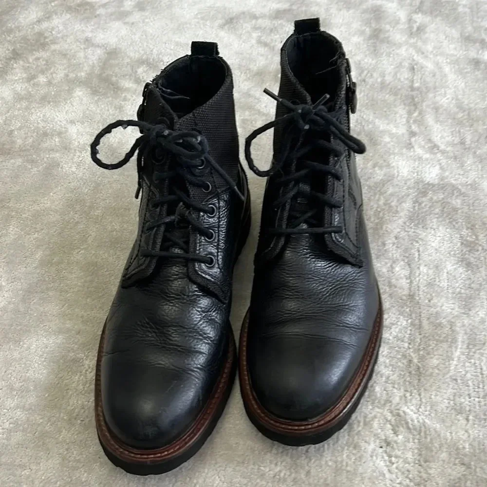 THE RAIL High Top Lace Up Style Zipper Side LEATHER BOOTS Shoes SIZE EA 43 US 10